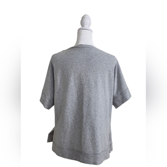 Two By Vince Camuto Heather Gray Short Sleeve Oversized Sweatshirt Top Size XS - Picture 3 of 5